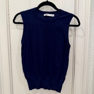 Zara Women's Dark Blue Muscle Tee